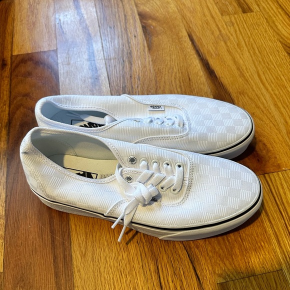 Platform White Checkered Vans W9.5 - Picture 2 of 4